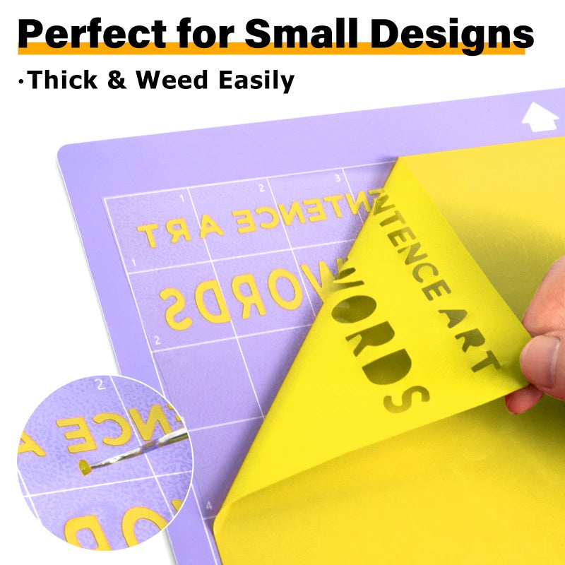 HTVRONT Yellow HTV Vinyl Rolls Heat Transfer Vinyl - 12" x 15ft Yellow HTV Vinyl for Shirts, Yellow Iron on Vinyl for All Cutting Machines - Easy to Cut & Weed for Heat Vinyl Design (Yellow) - Image 3